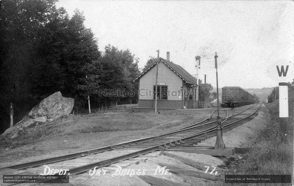 Postcard: Depot, Jay Bridge, Maine